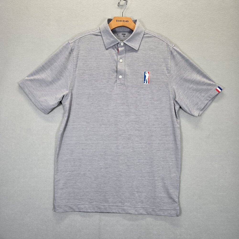 USAG U Suck At Golf Polo Shirt Mens M Gray Performance Stretch Short Sleeve